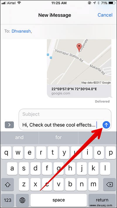 Senden Sie iMessage mit Spotlight- und Echo-Effekten auf dem iPhone 