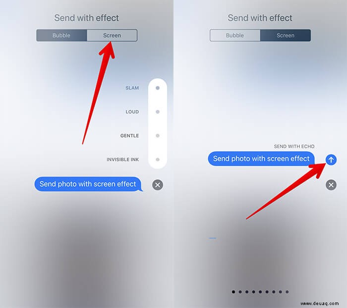 Senden Sie iMessage mit Spotlight- und Echo-Effekten auf dem iPhone 