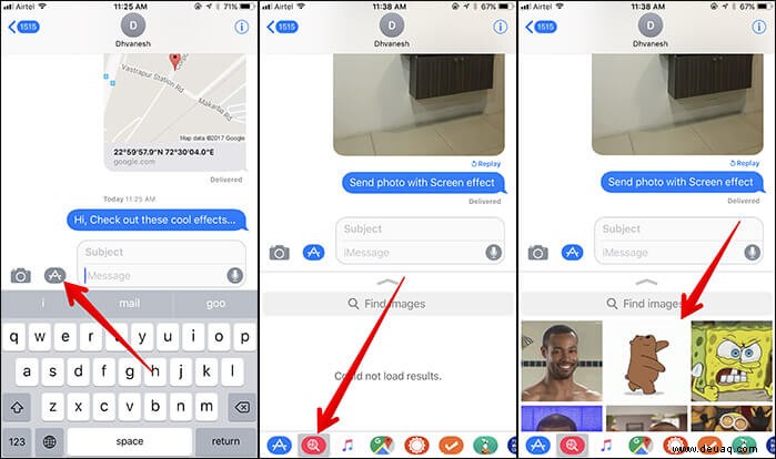 Senden Sie iMessage mit Spotlight- und Echo-Effekten auf dem iPhone 