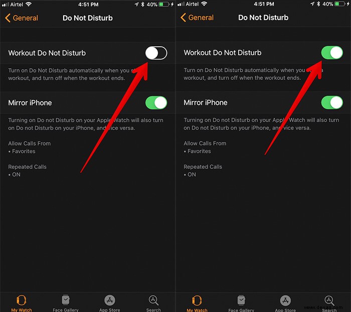So aktivieren Sie „Nicht stören“ automatisch für Workouts auf der Apple Watch 