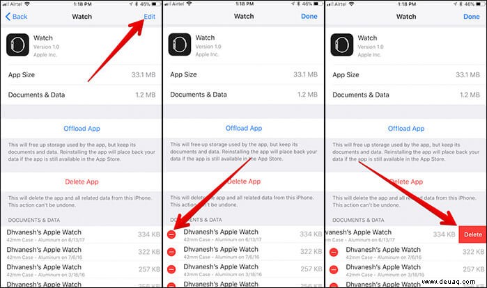 So löschen Sie Apple Watch-Backups vom iPhone 