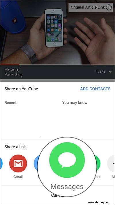 So teilen Sie YouTube-Videos mit der iMessage-App auf iPhone und iPad 