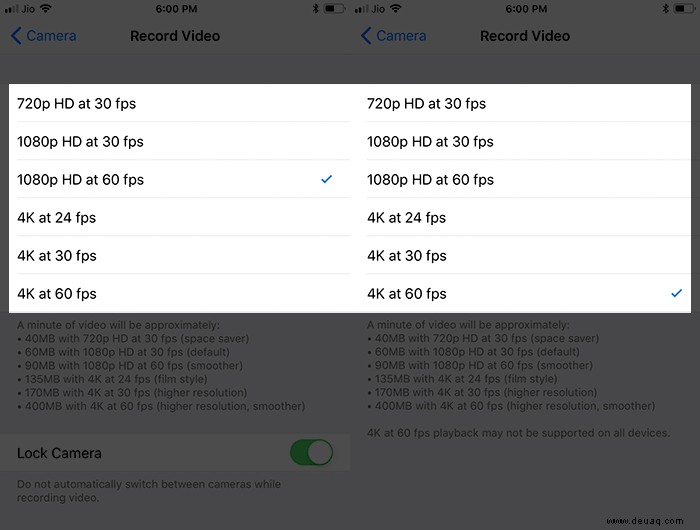 So nehmen Sie 4K-Videos mit 60 FPS auf dem iPhone auf 