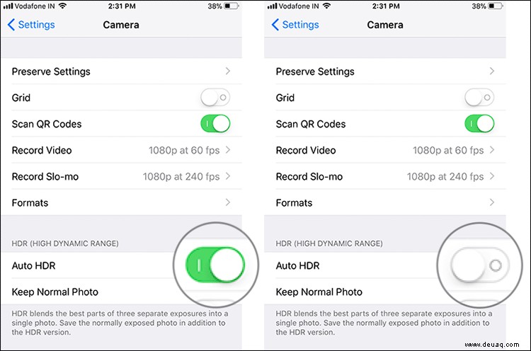 Fehlt der HDR-Modus auf der iPhone-Kamera? Aktivieren Sie es auf dem iPhone erneut 