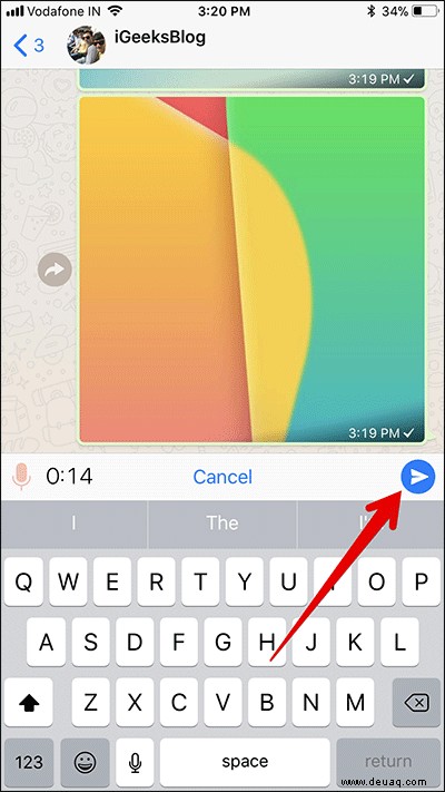 So zeichnen Sie lange Sprachnachrichten in WhatsApp auf dem iPhone auf 