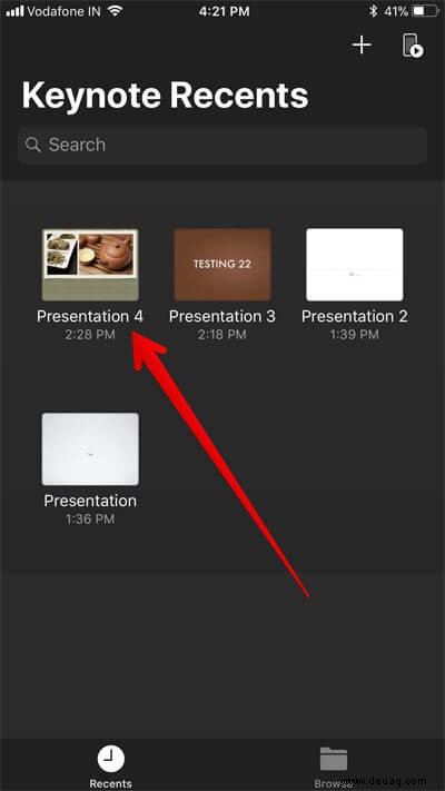 Konvertieren Sie eine Keynote-Präsentation auf dem iPhone in eine PowerPoint-Präsentation 