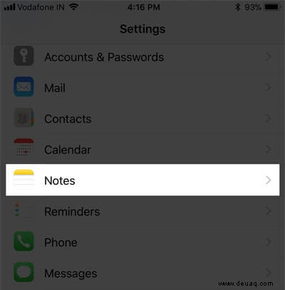 So ändern Sie den Standardspeicherort für Notes-Konten auf dem iPhone 