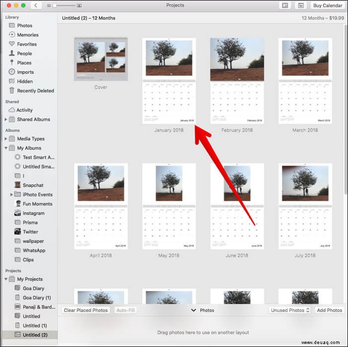 So erstellen Sie einen benutzerdefinierten Kalender in der Fotos-App auf dem Mac 