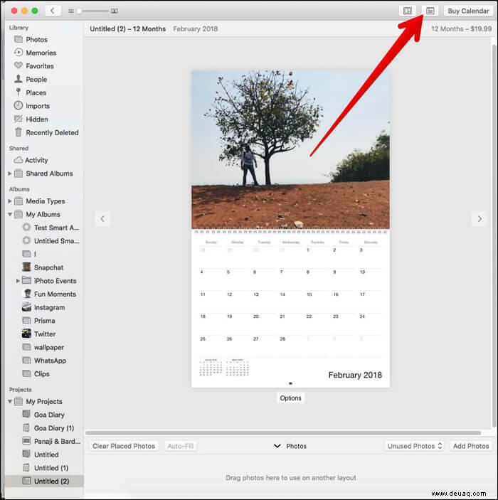 So erstellen Sie einen benutzerdefinierten Kalender in der Fotos-App auf dem Mac 