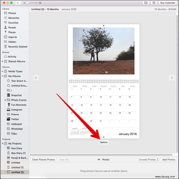 So erstellen Sie einen benutzerdefinierten Kalender in der Fotos-App auf dem Mac 