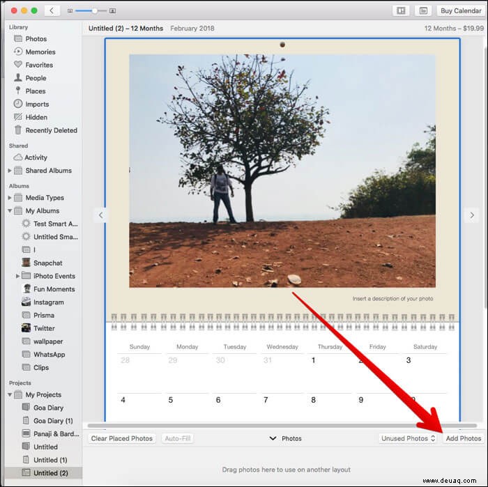 So erstellen Sie einen benutzerdefinierten Kalender in der Fotos-App auf dem Mac 