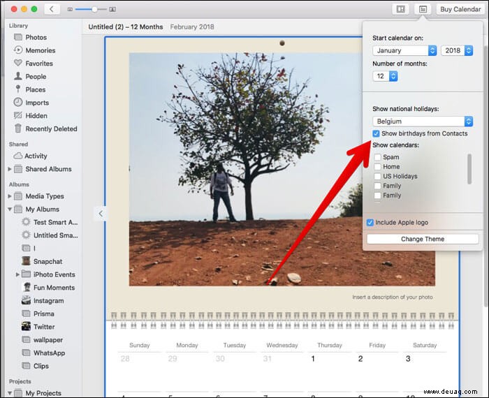 So erstellen Sie einen benutzerdefinierten Kalender in der Fotos-App auf dem Mac 