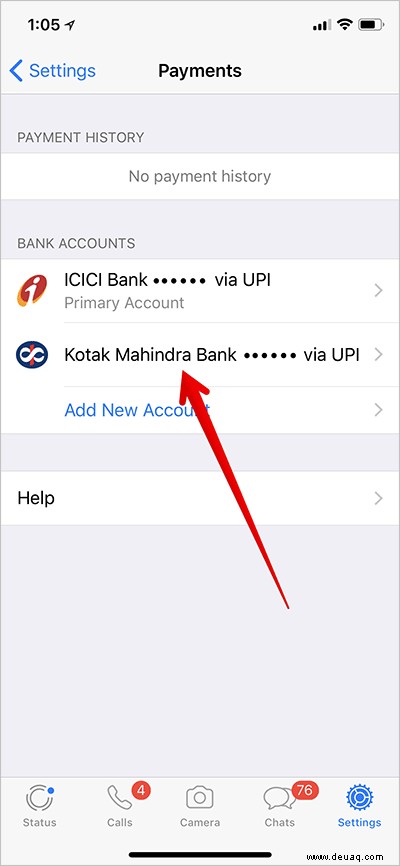 Ändern oder entfernen Sie das WhatsApp Payment Bank-Konto auf dem iPhone 