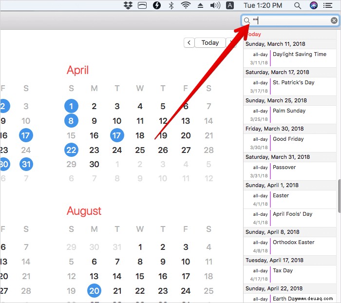So zeigen Sie Kalenderereignisse als Liste auf dem Mac an 
