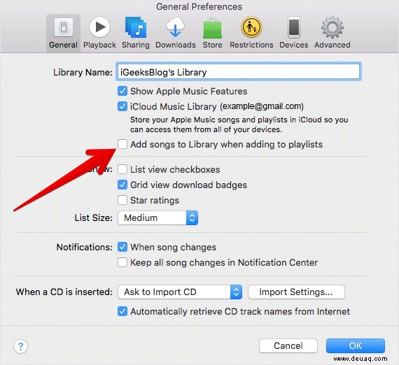 So fügen Sie Songs zu einer Playlist in Apple Music hinzu, ohne sie zur Bibliothek hinzuzufügen 