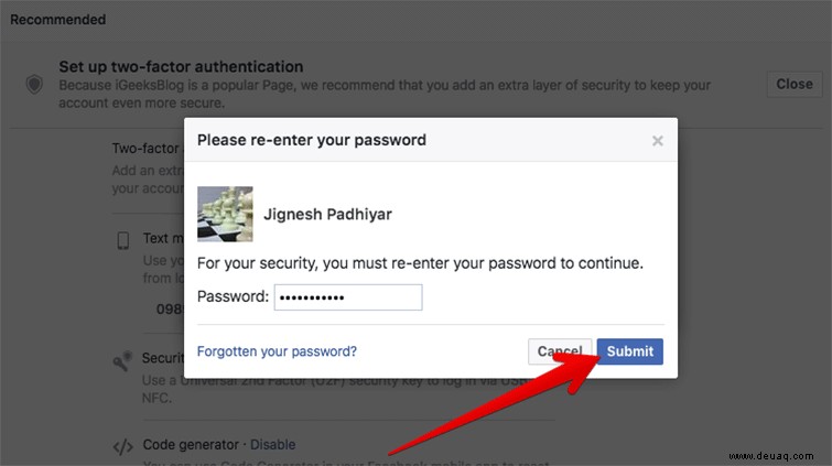 So aktivieren Sie die Zwei-Faktor-Authentifizierung für Facebook 
