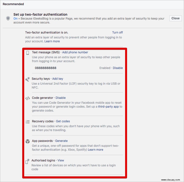So aktivieren Sie die Zwei-Faktor-Authentifizierung für Facebook 