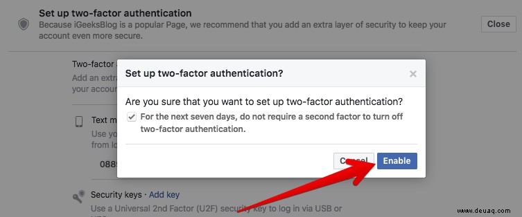 So aktivieren Sie die Zwei-Faktor-Authentifizierung für Facebook 