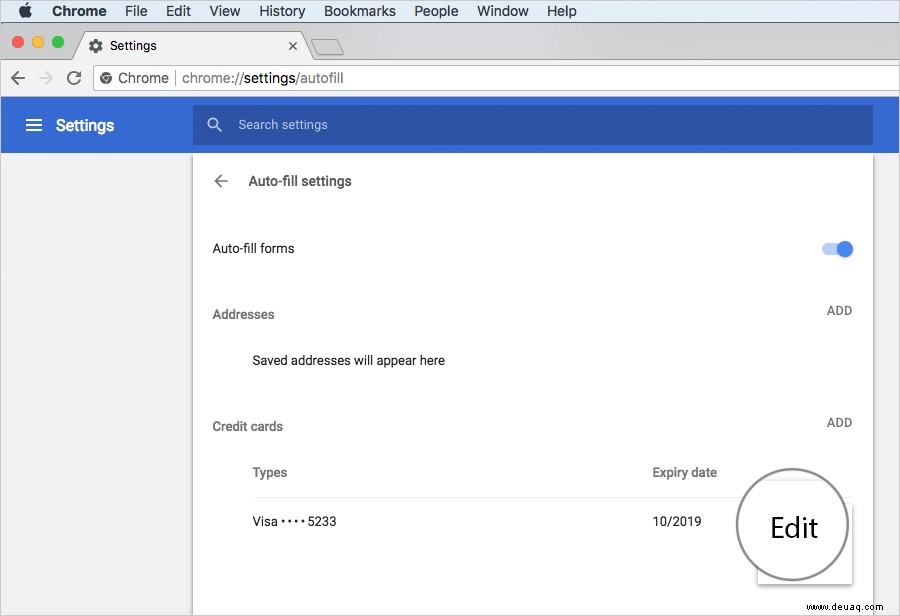 So bearbeiten oder entfernen Sie Kreditkarteninformationen aus Chrome Autofill 