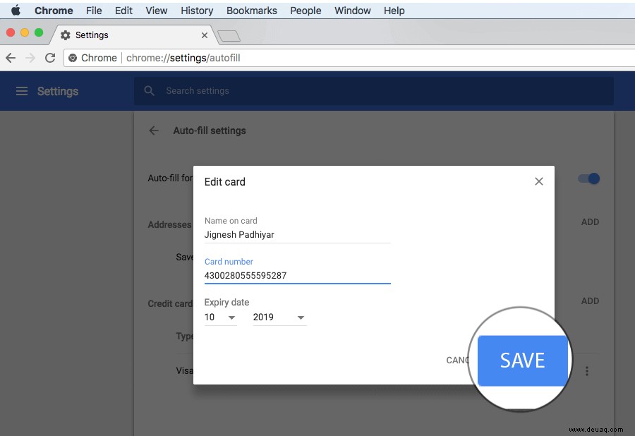 So bearbeiten oder entfernen Sie Kreditkarteninformationen aus Chrome Autofill 