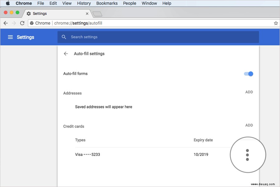 So bearbeiten oder entfernen Sie Kreditkarteninformationen aus Chrome Autofill 