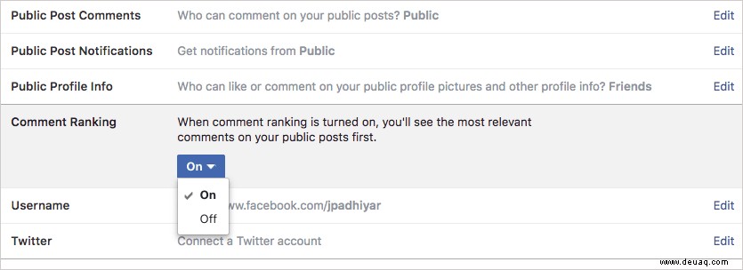So aktivieren Sie das Kommentar-Ranking für Facebook-Posts 