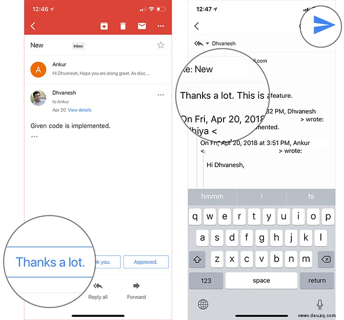 So verwenden Sie Smart Reply in Gmail auf iPhone und iPad 