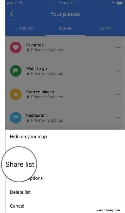 So erstellen Sie eine Liste von Orten in Google Maps 