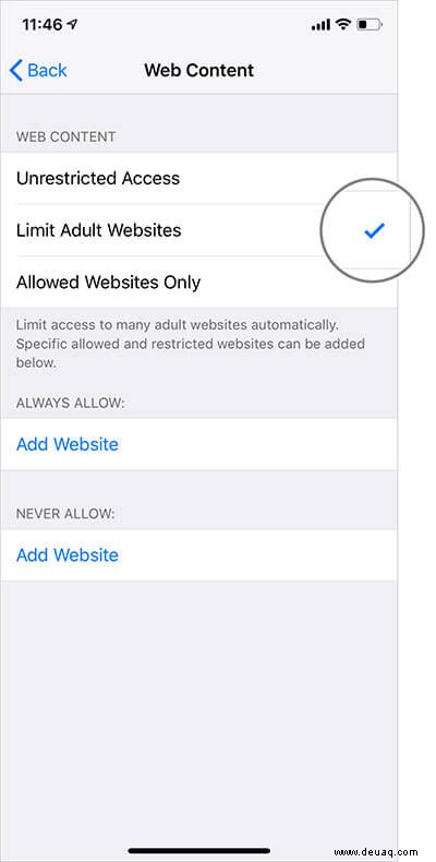 So beschränken Sie Inhalte für Erwachsene in Safari auf dem iPhone/iPad 