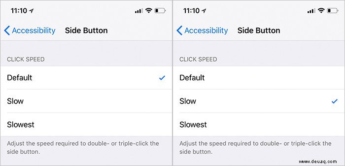 So passen Sie die Doppel- oder Dreifachklickgeschwindigkeit der iPhone X-Seitentaste an 