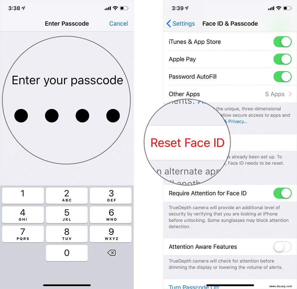 So setzen Sie die Gesichts-ID auf dem iPhone X, Xs, Xs Max und iPhone XR zurück 