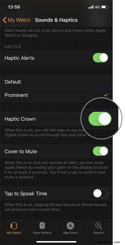 So deaktivieren Sie das haptische Feedback der Digital Crown auf der Apple Watch Series 4 