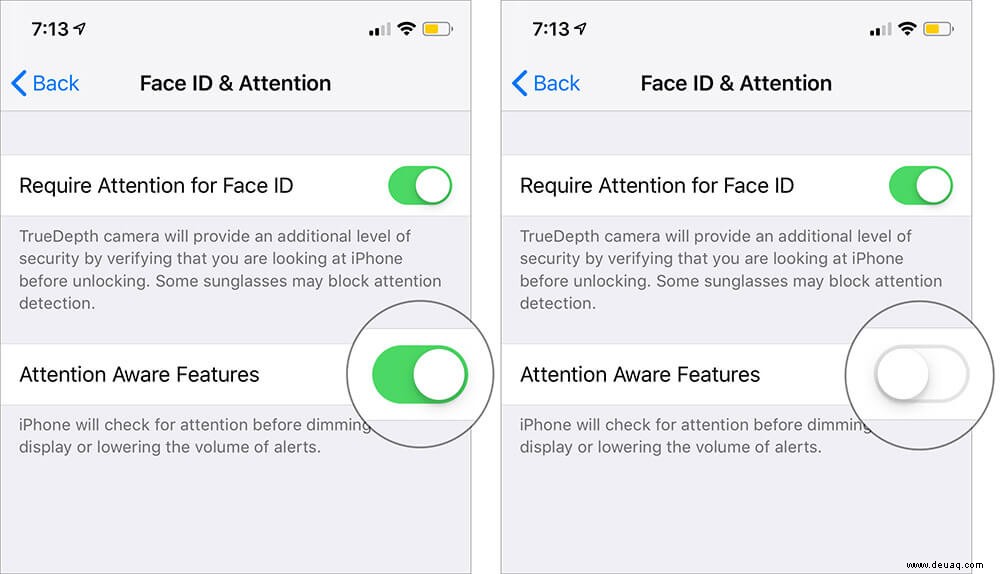 So deaktivieren Sie aufmerksamkeitsbewusste Funktionen auf dem iPhone X 