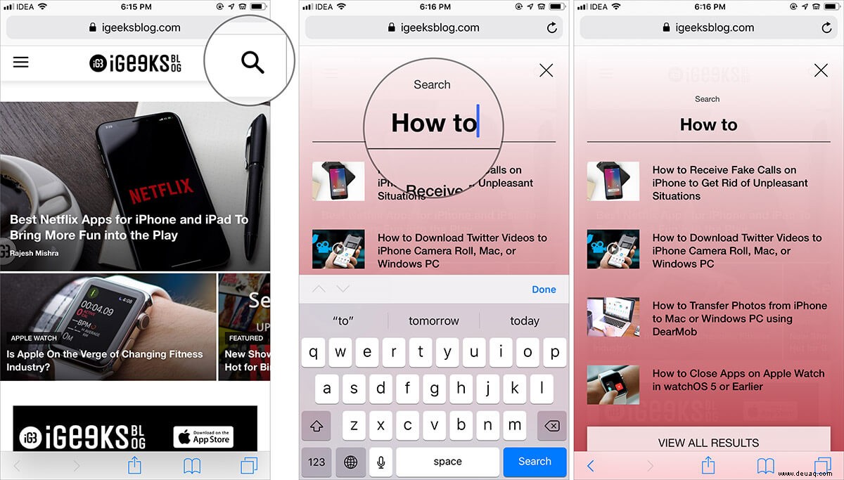 So verwenden Sie die schnelle Website-Suche in Safari auf Geräten 