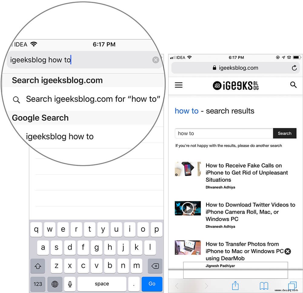 So verwenden Sie die schnelle Website-Suche in Safari auf Geräten 