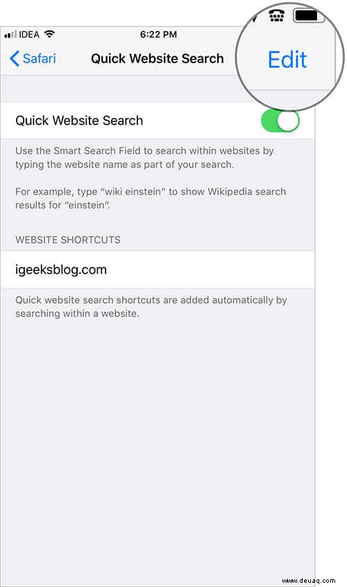 So verwenden Sie die schnelle Website-Suche in Safari auf Geräten 