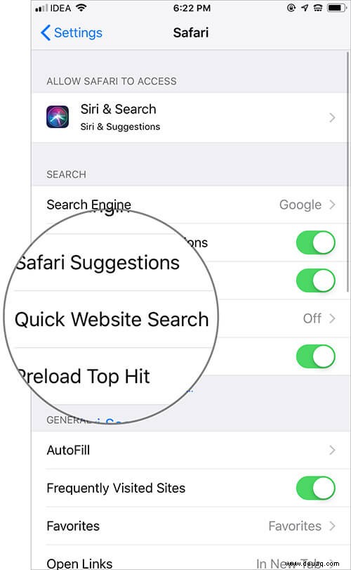 So verwenden Sie die schnelle Website-Suche in Safari auf Geräten 