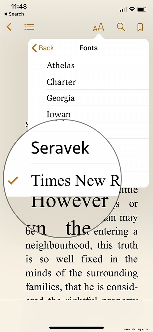 So machen Sie das Buch besser lesbar, indem Sie die Schriftarten und das Design auf dem iPhone oder iPad anpassen 