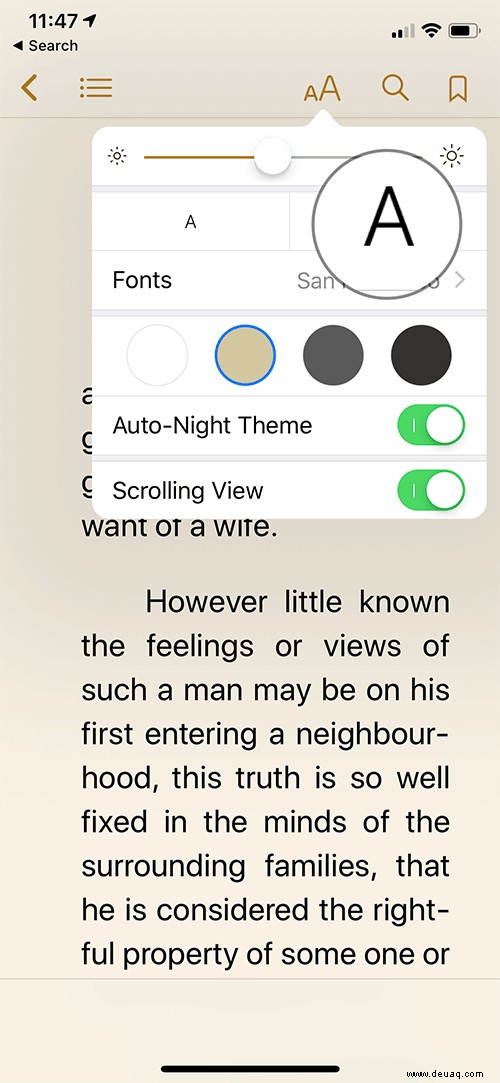 So machen Sie das Buch besser lesbar, indem Sie die Schriftarten und das Design auf dem iPhone oder iPad anpassen 