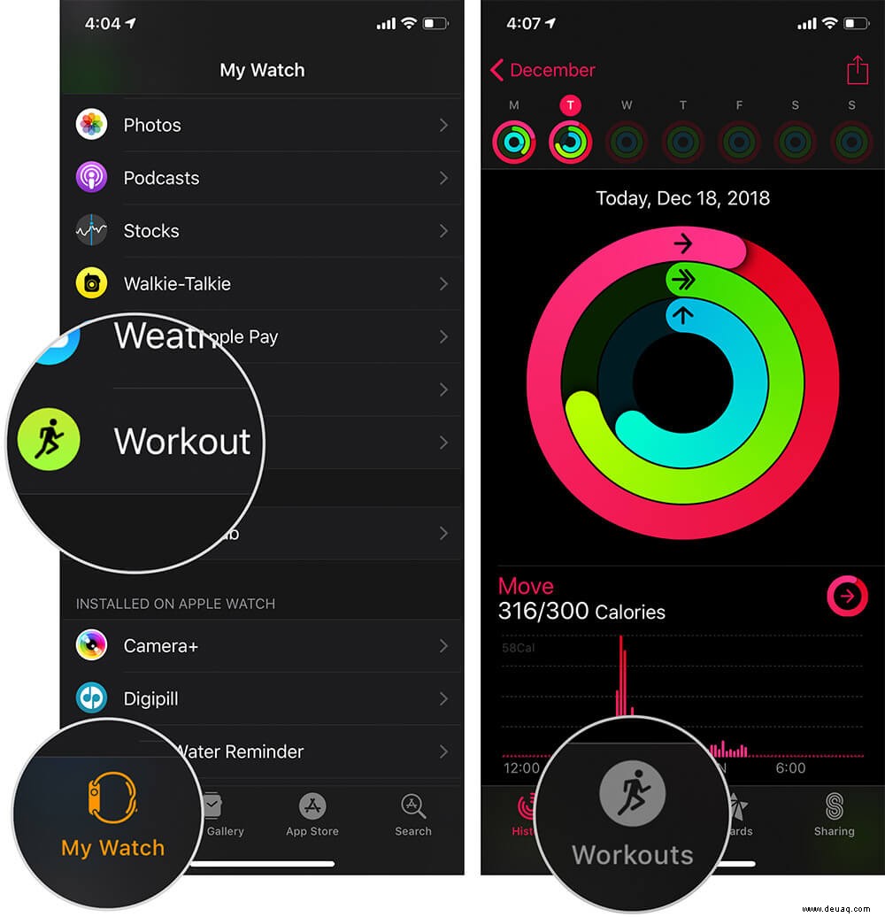 So verwenden Sie die Trainings-App auf der Apple Watch 