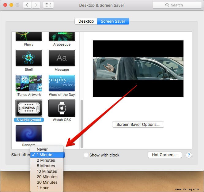 So stellen Sie ein Video als Bildschirmschoner auf dem Mac ein 