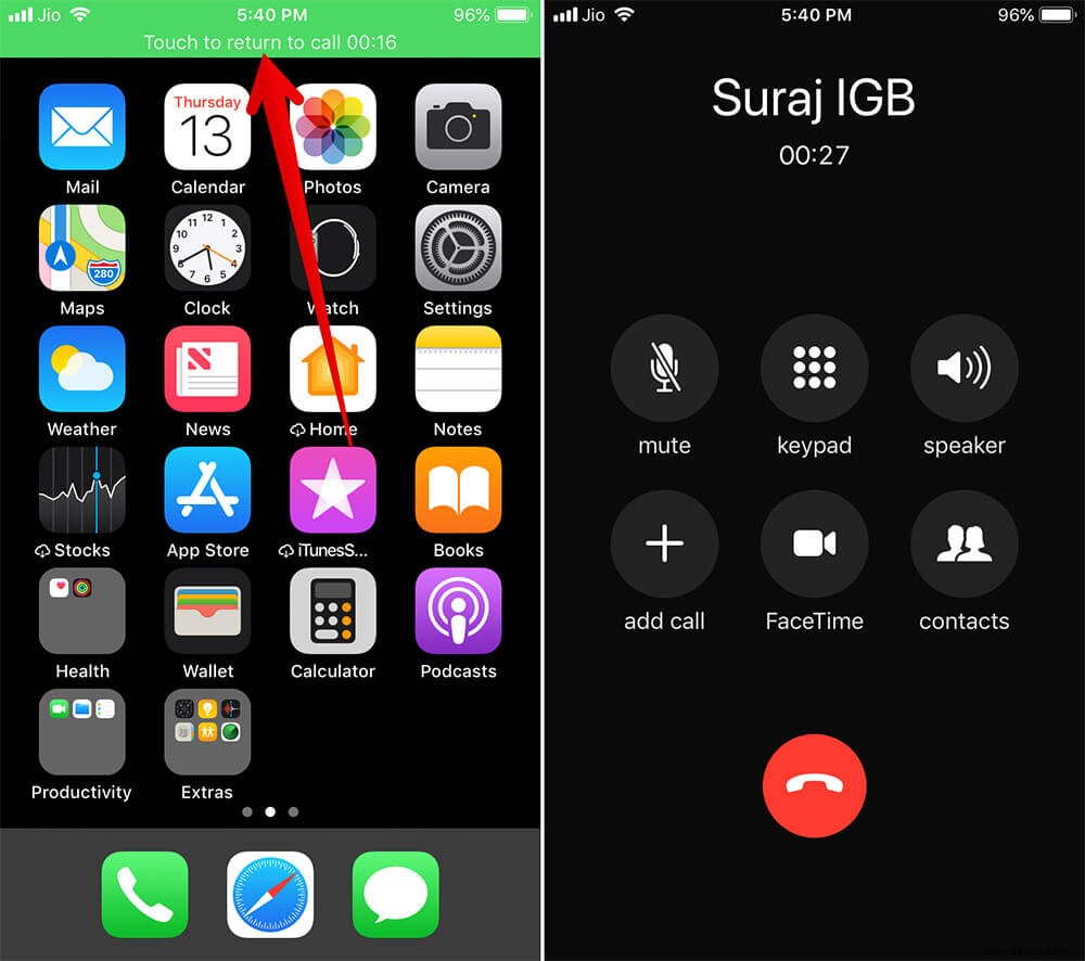 So wechseln Sie Mobilfunk- und FaceTime-Audioanrufe zwischen iPhone und Apple Watch 