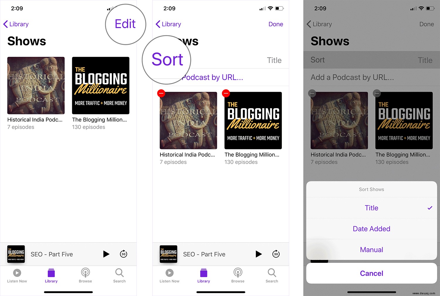 So sortieren Sie Podcasts in der Podcasts-App auf dem iPhone oder iPad 
