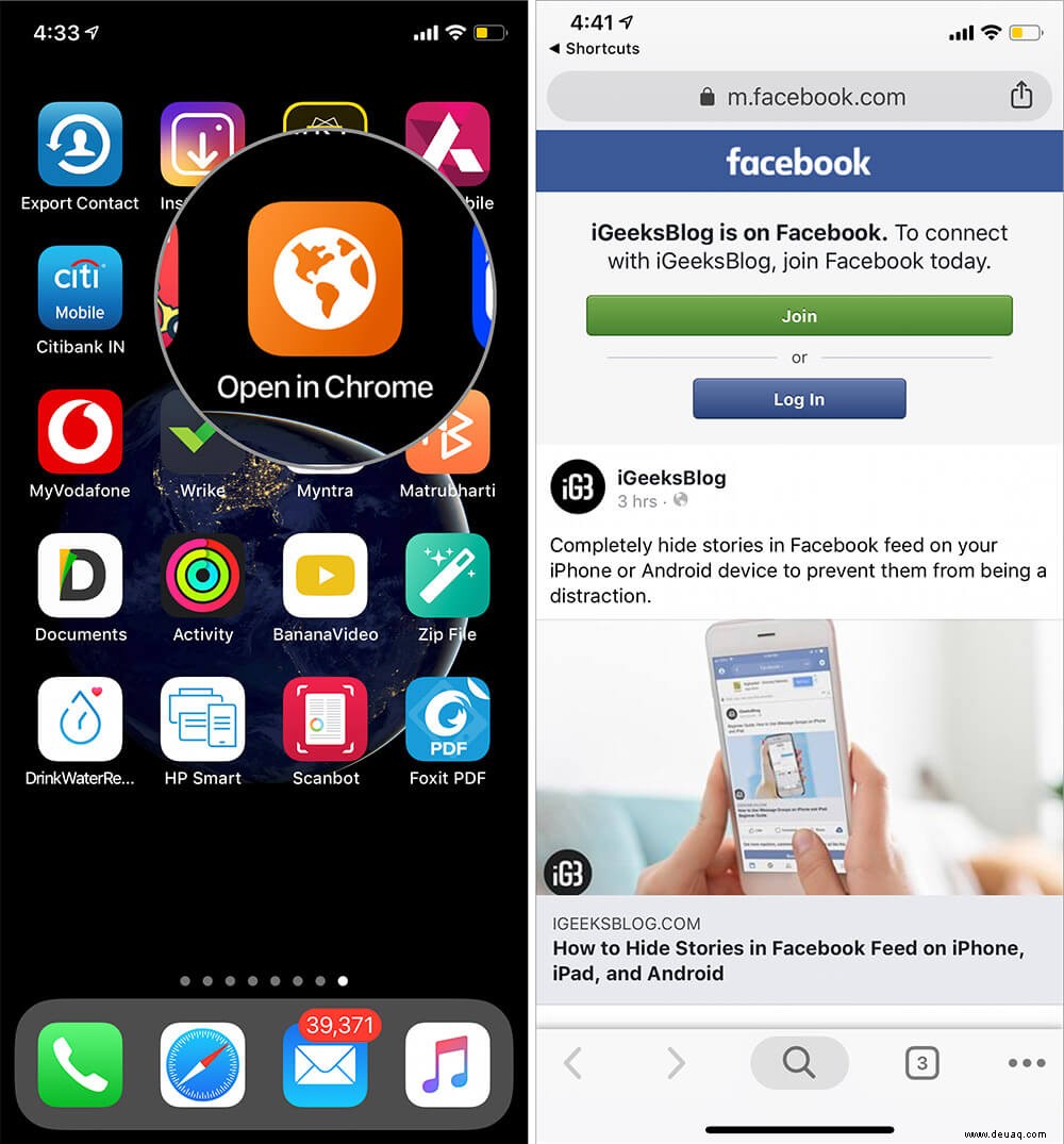 So öffnen Sie Links in Chrome auf iPhone und iPad mit der Shortcuts-App 