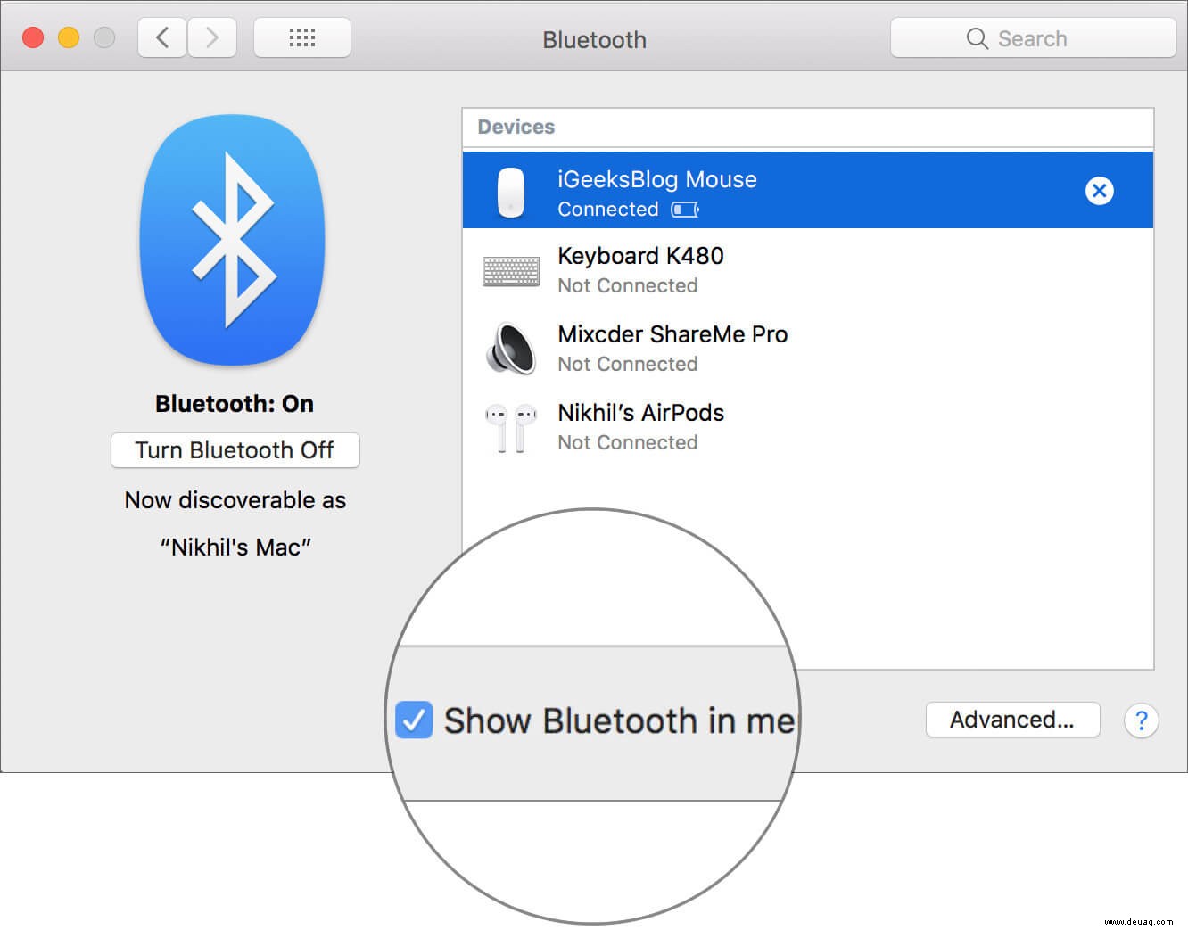 So überprüfen Sie den Akkuladestand von Bluetooth-Geräten, die mit dem Mac verbunden sind 