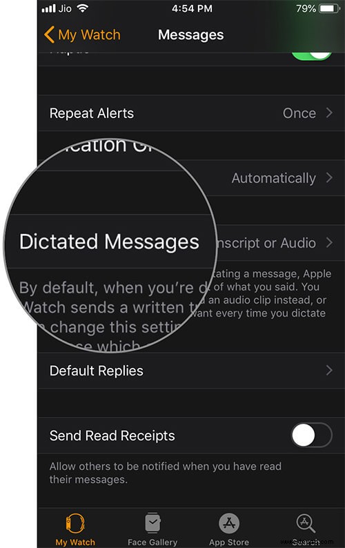 So legen Sie die Standardoption „Als Text senden“ auf der Apple Watch fest 
