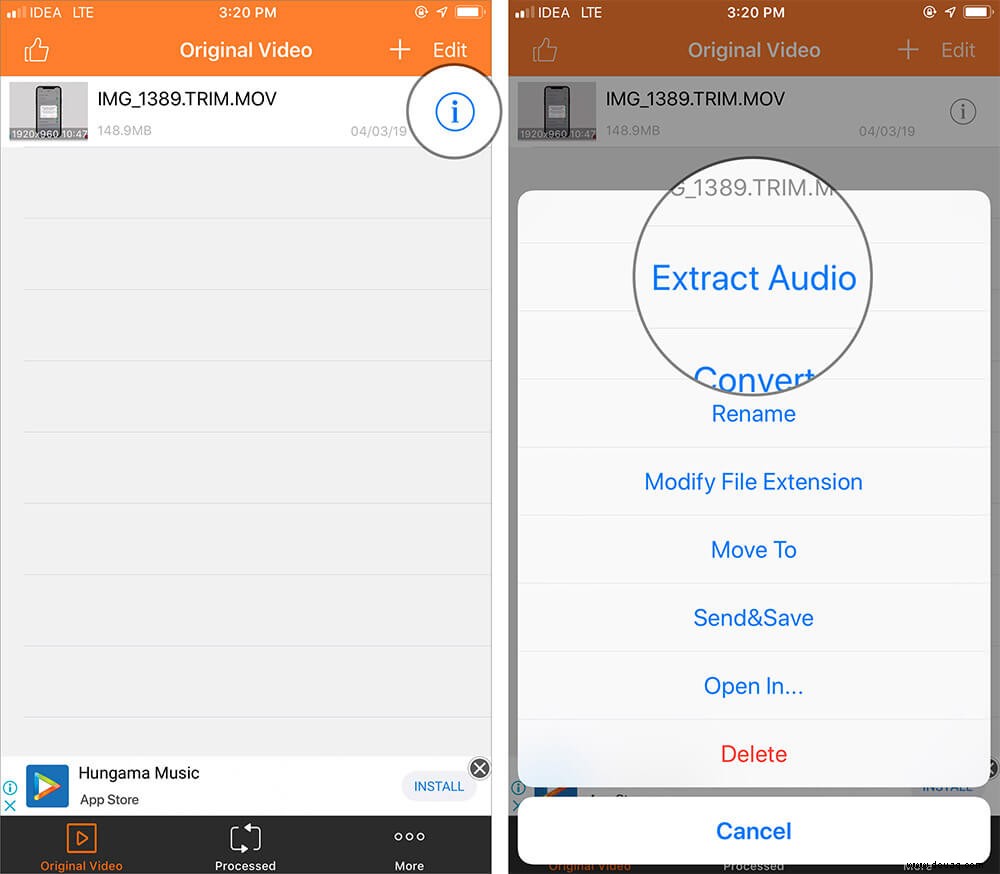 So extrahieren Sie Audio aus Video auf iPhone und iPad 