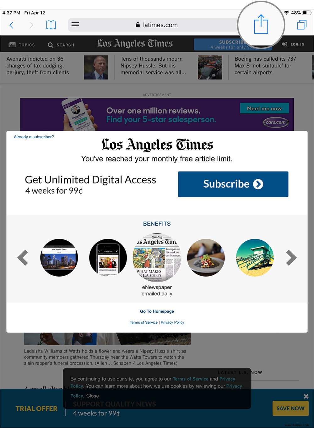 So lesen Sie jeden Paywall-Artikel von WSJ oder LA Times mit Apple News+ 