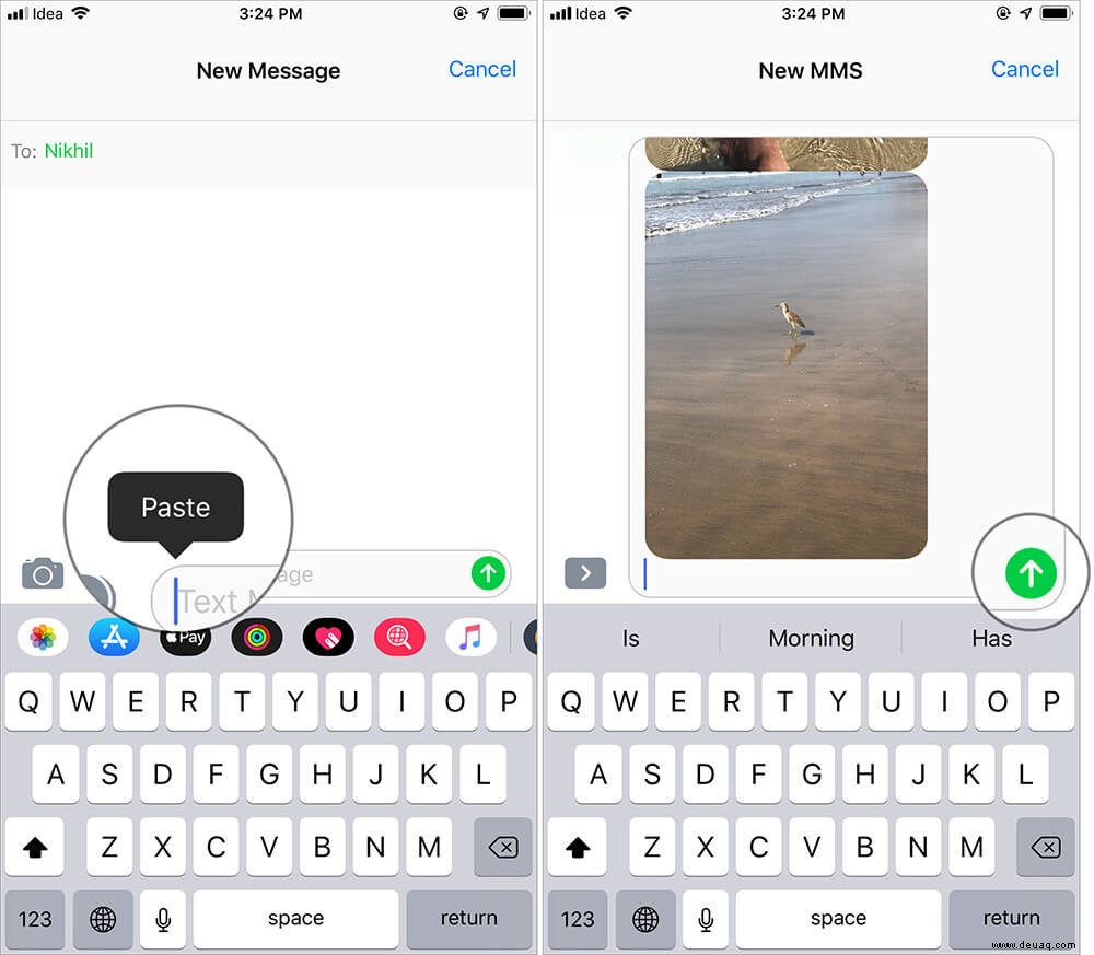 So senden Sie mehrere Fotos per E-Mail oder iMessage vom iPhone 