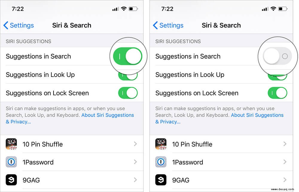 So deaktivieren Sie Siri-Vorschläge in der Spotlight-Suche auf iPhone und iPad 
